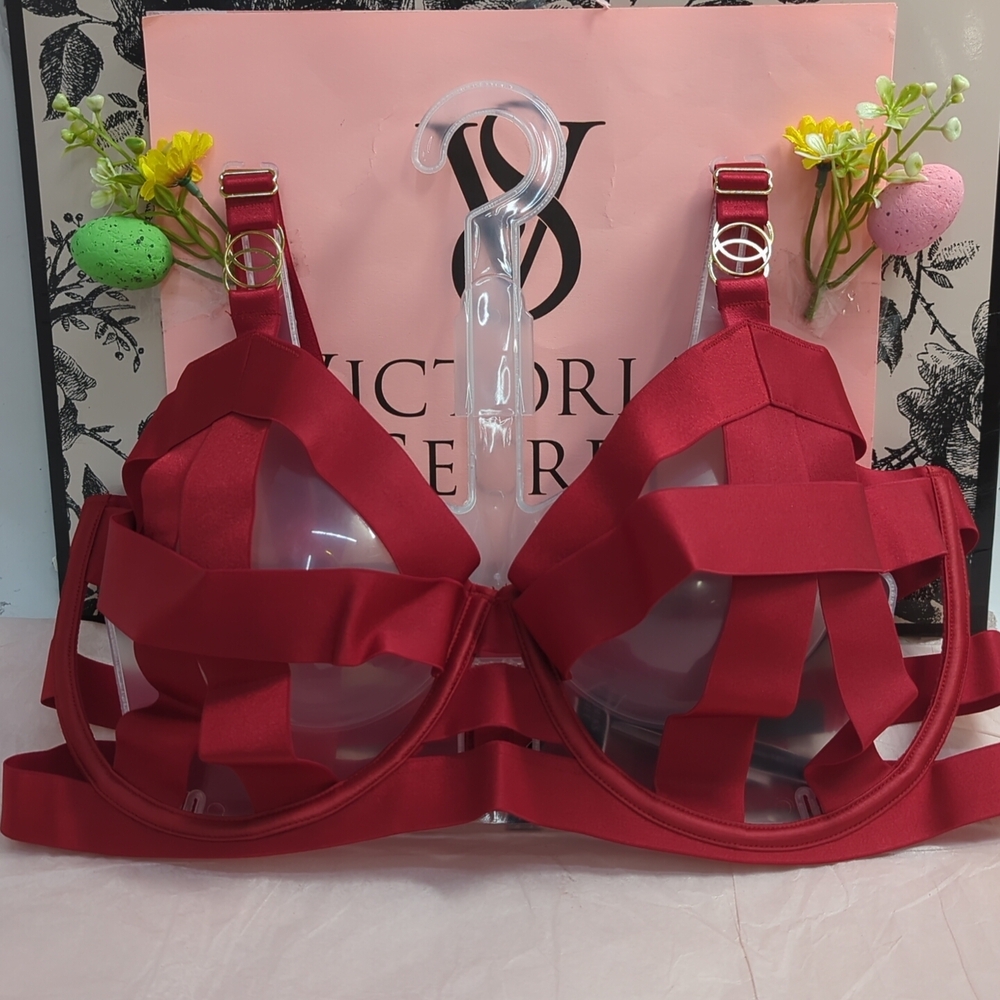 Victoria Secret Unlined Balconet Strappy Bra 38DD Lipstick